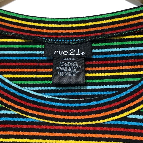 Fitted Rainbow Stripe Ribbed Tee - Picture 4 of 6